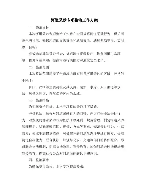 河道采砂专项整治工作方案