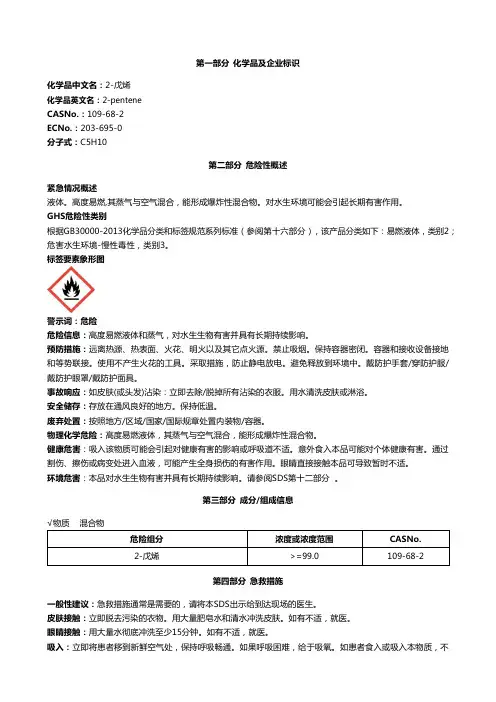 2-戊烯-安全技术说明书MSDS
