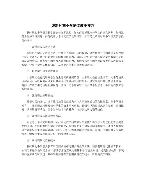 谈新时期小学语文教学技巧