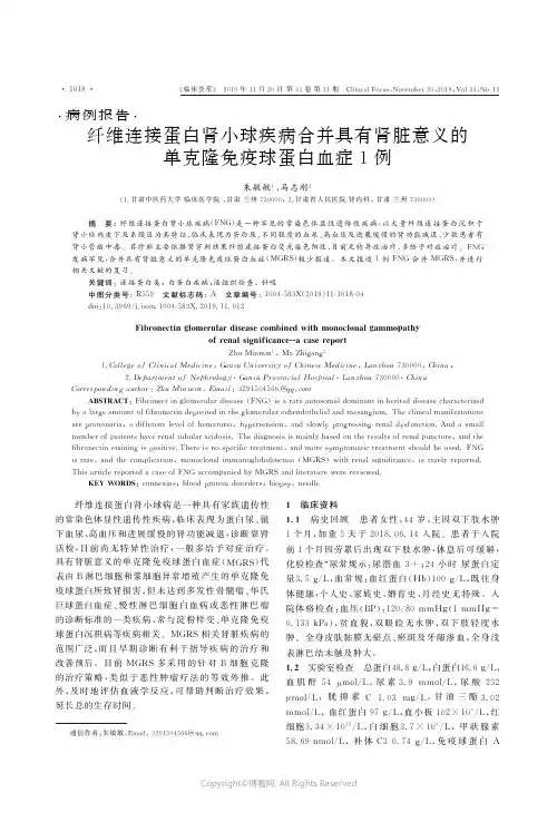 纤维连接蛋白肾小球疾病合并具有肾脏意义的单克隆免疫球蛋白血症1例