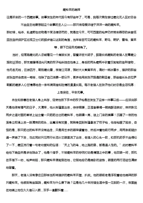 藏羚羊的跪拜与荷叶母亲原文及练习