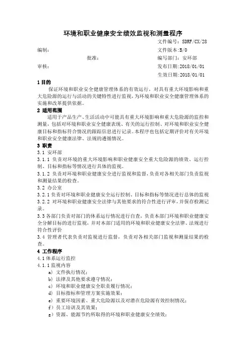 28环境和职业健康安全绩效监测和测量程序
