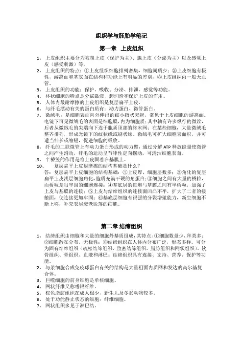 组织学与胚胎学笔记