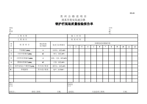 钢护栏现场质量检验报告单