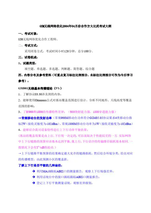 华为2004年大比武考试大纲