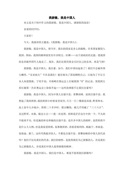 我骄傲,我是中国人_初中作文