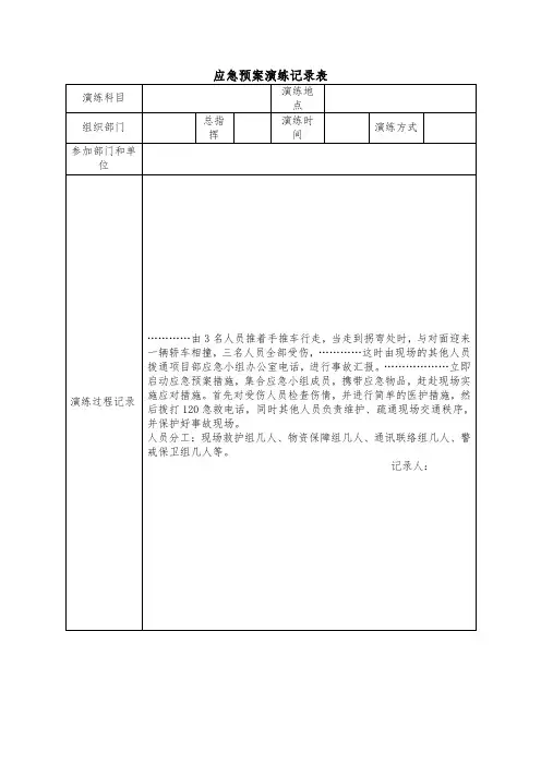 应急预案演练记录表