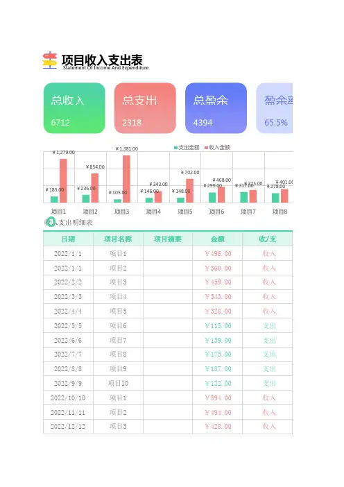 公司财务项目收入支出表