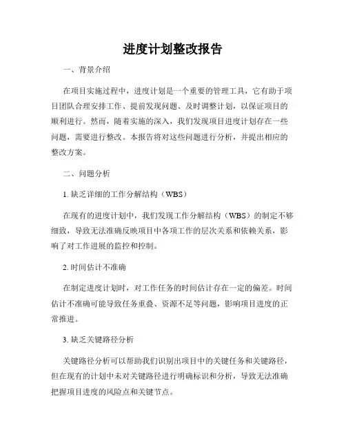 进度计划整改报告