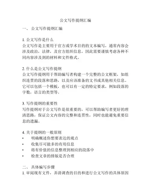 公文写作提纲汇编