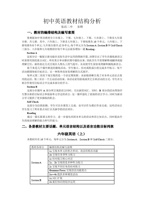 初中英语教材结构分析