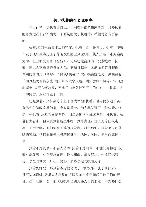 关于执着的作文800字.doc