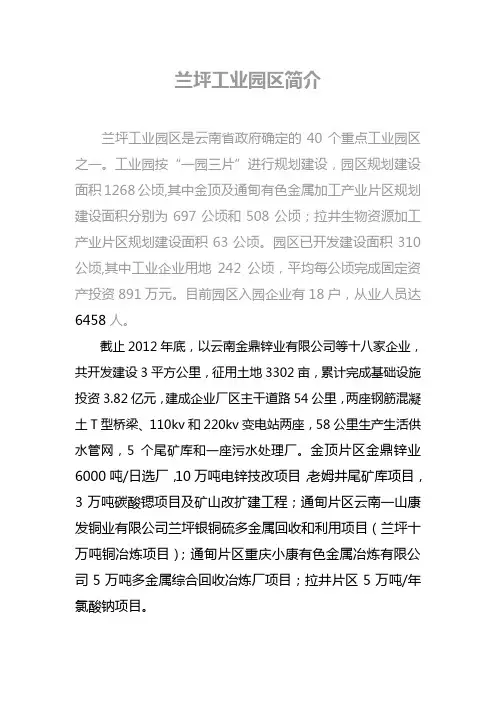 兰坪工业园区简介