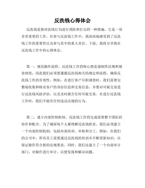 反洗钱心得体会
