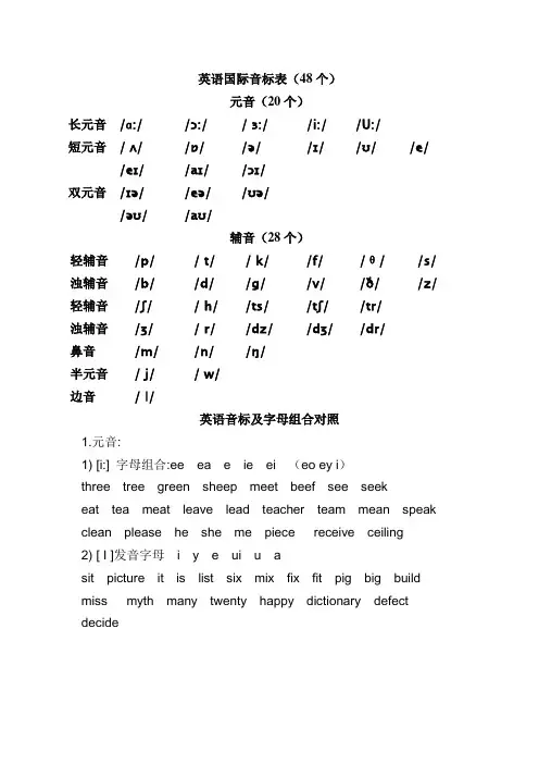 英语国际音标表完整版-小越独家