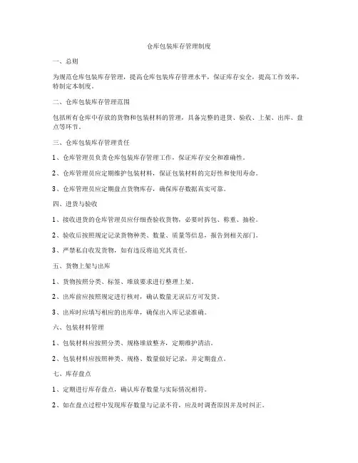 仓库包装库存管理制度