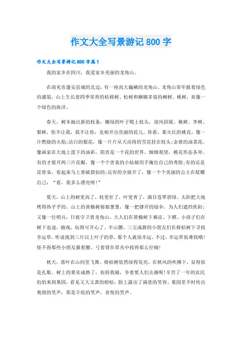 作文大全写景游记800字