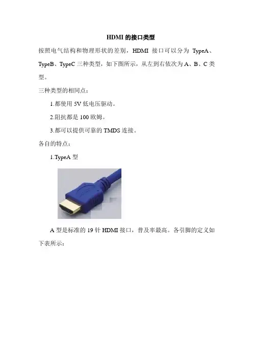 二、HDMI的接口类型
