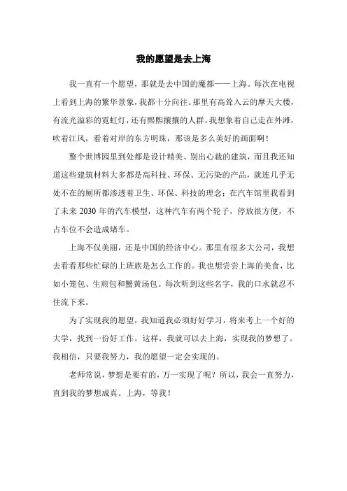我的愿望去上海作文一年级
