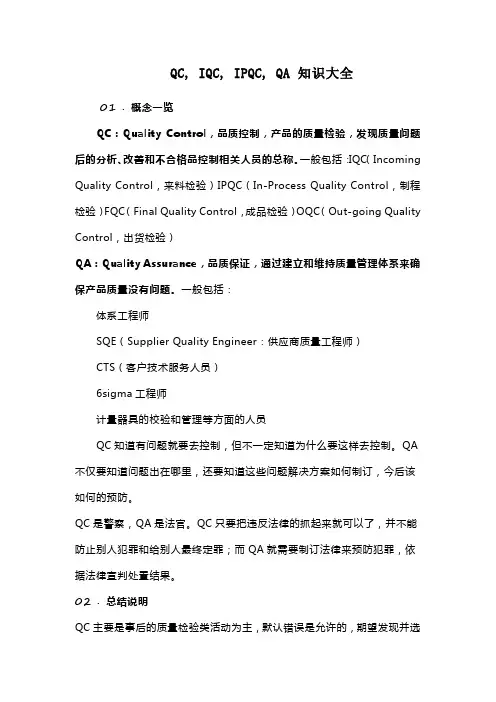 QC, IQC, IPQC, QA 知识大全