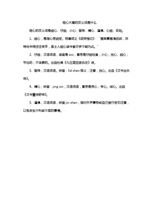 粗心大意的反义词是什么