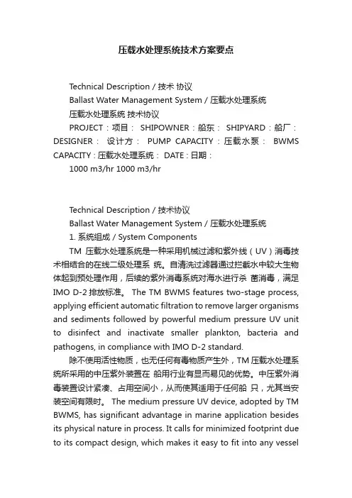压载水处理系统技术方案要点