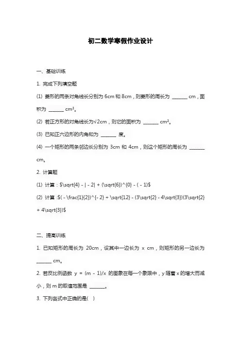 初二数学寒假作业设计