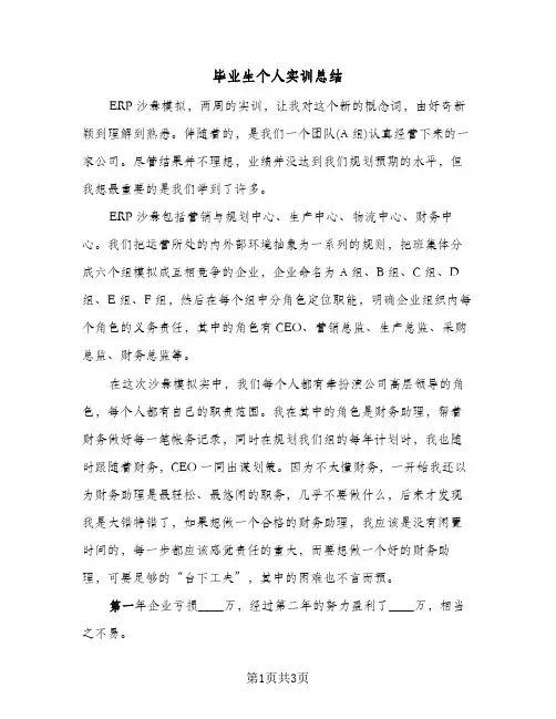 毕业生个人实训总结（二篇）