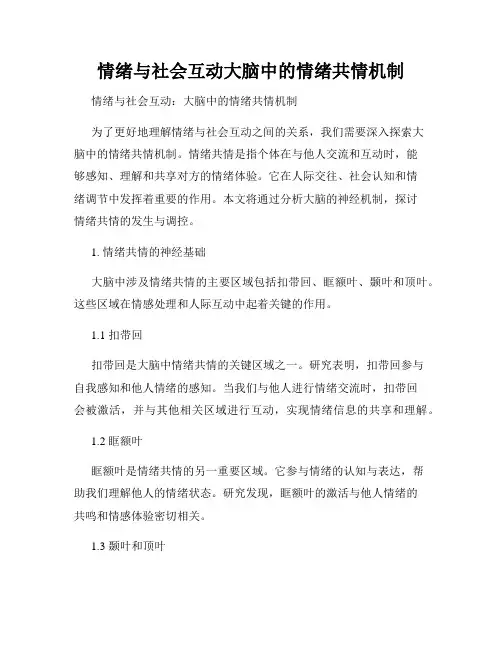 情绪与社会互动大脑中的情绪共情机制