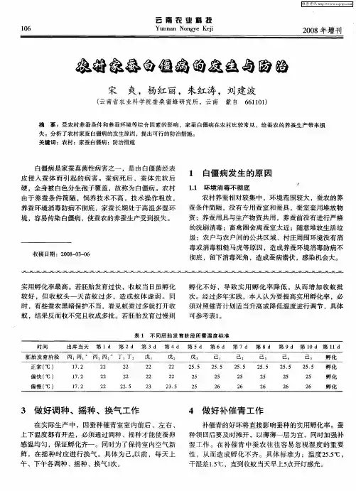 农村家蚕白僵病的发生与防治