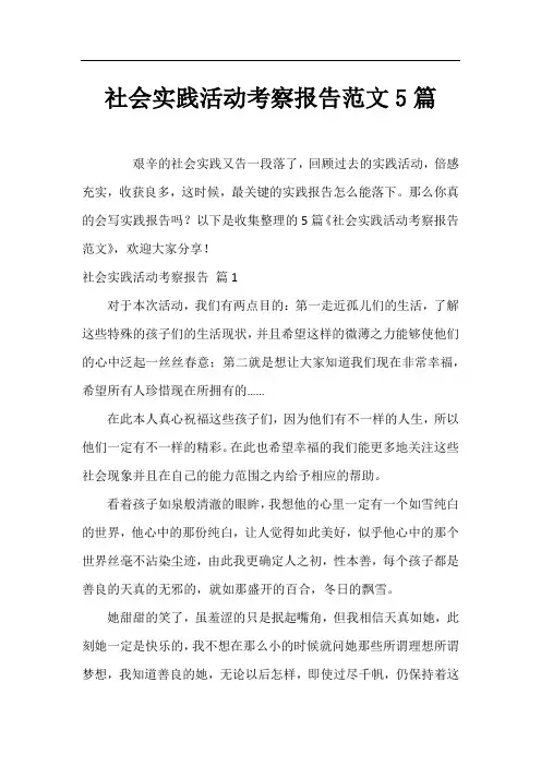 社会实践活动考察报告范文5篇