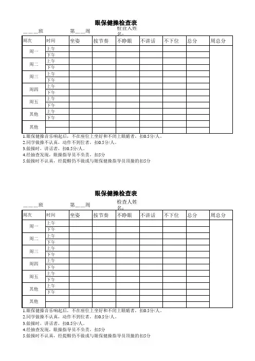 眼保健操检查表