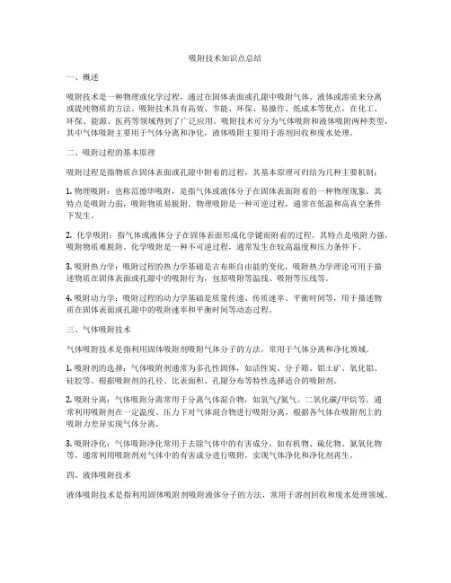 吸附技术知识点总结