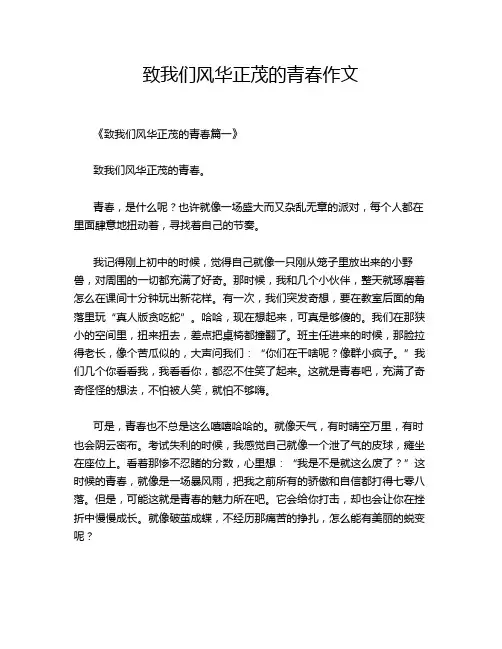 致我们风华正茂的青春作文