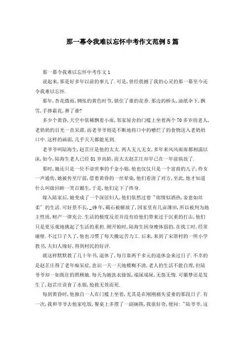 那一幕令我难以忘怀中考作文范例5篇