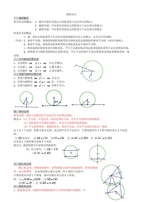 初三数学九上圆所有知识点总结和常考题型练习题