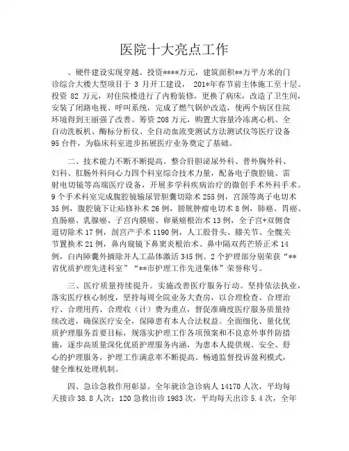 医院十大亮点工作