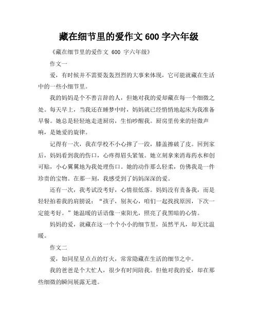 藏在细节里的爱作文600字六年级