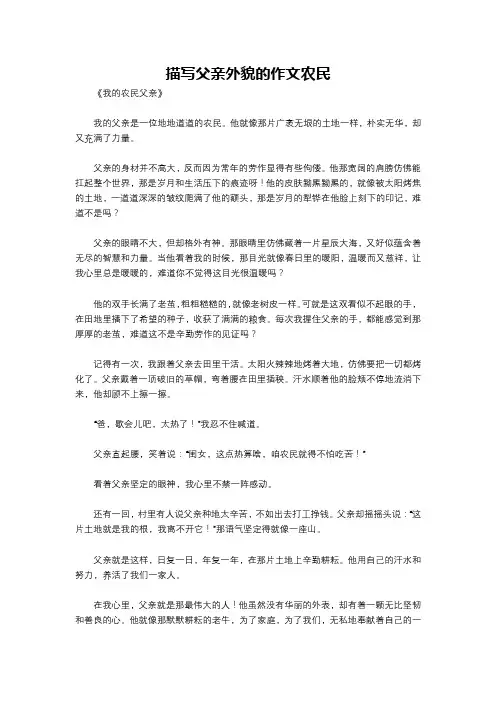 描写父亲外貌的作文农民