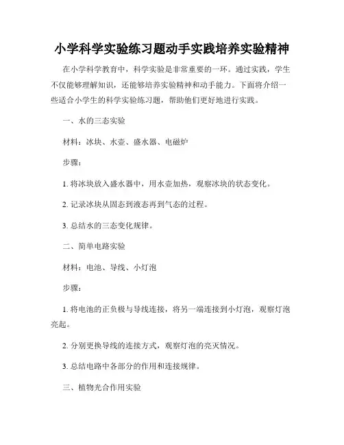 小学科学实验练习题动手实践培养实验精神