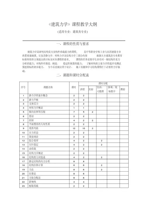 《建筑力学》课程教学大纲-精品.pdf