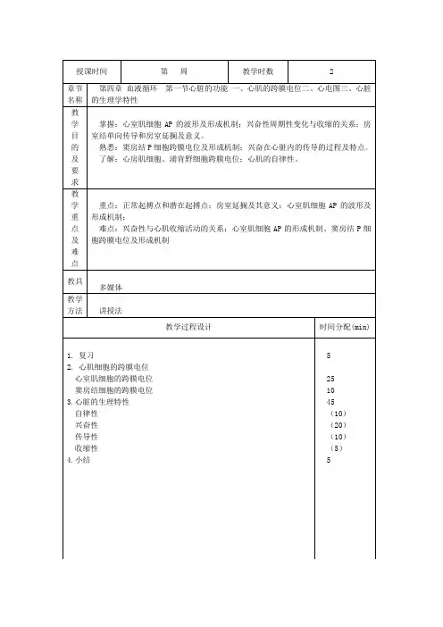 循环(心脏功能-心肌跨膜电位-心电图-心脏生理特性)(精)