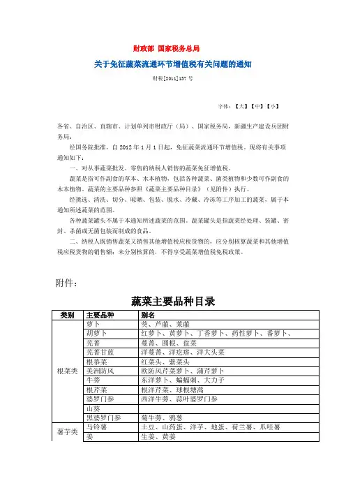 13、蔬菜、瓜果免税通知