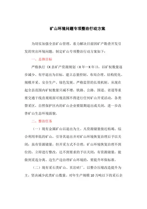矿山环境问题专项整治行动方案(最新)