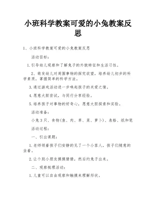 小班科学教案可爱的小兔教案反思