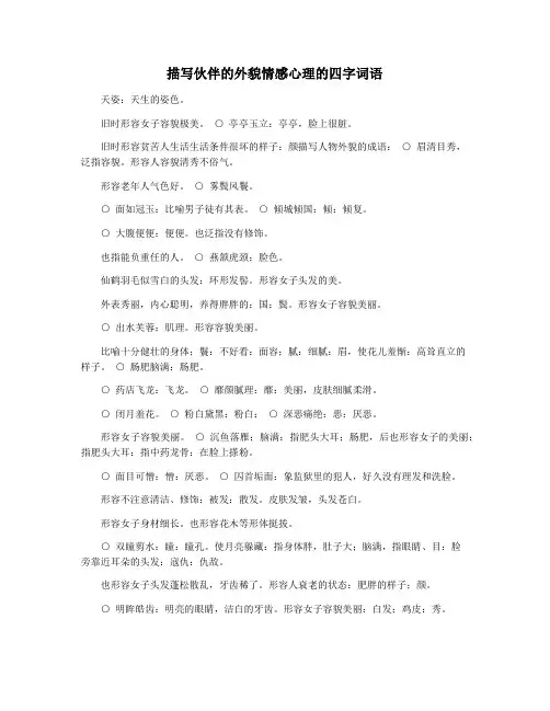 描写伙伴的外貌情感心理的四字词语