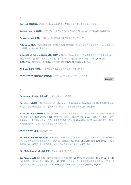 外汇术语汇编
