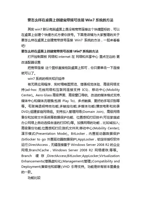 要怎么样在桌面上创建宽带拨号连接Win7系统的方法