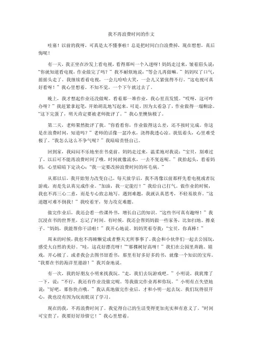 我不再浪费时间的作文