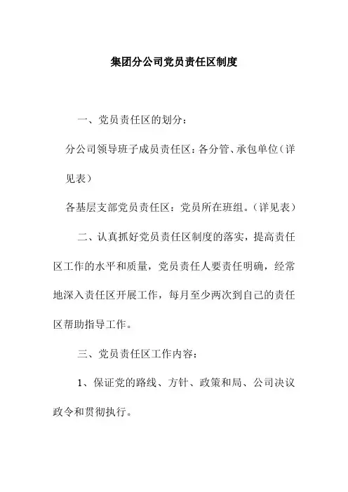 集团分公司党员责任区制度